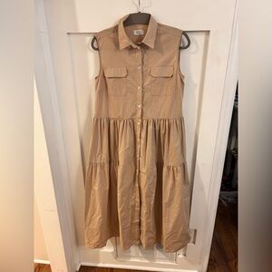 PHILO Tan Sleeveless Button-Down shirt Dress